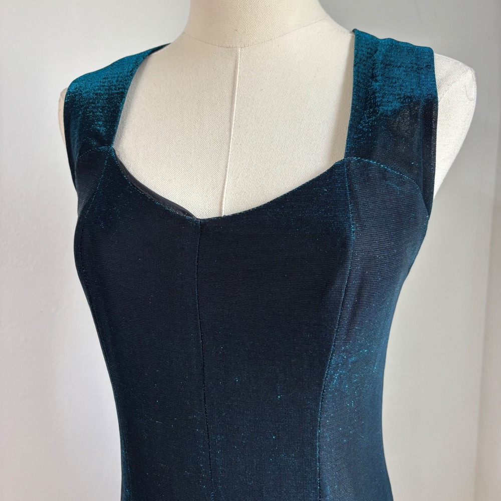 Formal‎ 90s Y2K Mesh Evening Dress Prom Iridescent Grunge Dark Romance Women S/M - Picture 3 of 16